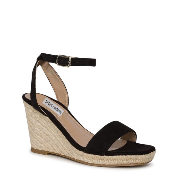 Steve Madden Women's Parra Platform Wedge Sandal in Black Size 9.5 Medium - Picture 1 of 1